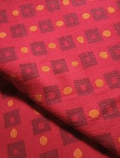 Vtg Orig 1960s Cotton Fabric Material 410x90cm 2 Pieces Dark Pink Orange Brown