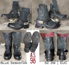 A.S.98 SEBASTIAN Booties | Blue Sz 39 | Italian Leather Moto Ankle Boots | EUC