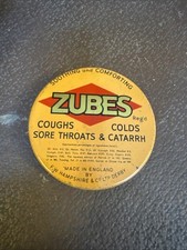 Vintage Zubes For Throat & Chest Tablets Circular Tin F W Hampshire & Co Derby