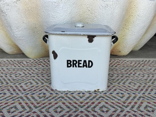 Vintage enamel bread bin - vintage,