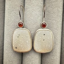 Whitney Kelly Earrings Garnet Druzy Quartz WK Sterling Silver Dangle QVC 925