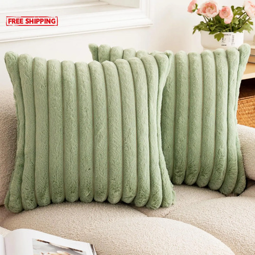 Faux rabbit fur cushion cover - rabbit,