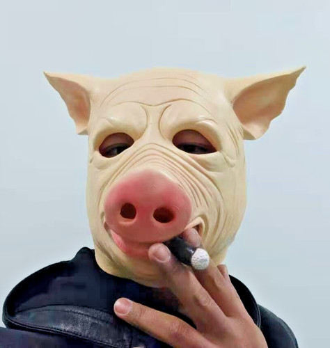 The smooking pig latex mask - the,
