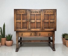 VINTAGE ANTIQUE ARTS & CRAFTS SOLID OAK SIDEBOARD DRESSER COCKTAIL CABINET 930s