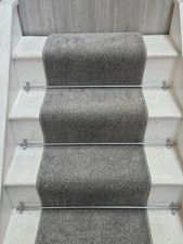 Stair Carpet Runner 6.1m / Upto 12 Steps - 42cm Wide - Grey - Med Pile - Cormar