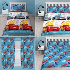 DISNEY CARS 3 LIGHTNING DUVETS & CURTAINS - KIDS BOYS BEDROOM BLUE