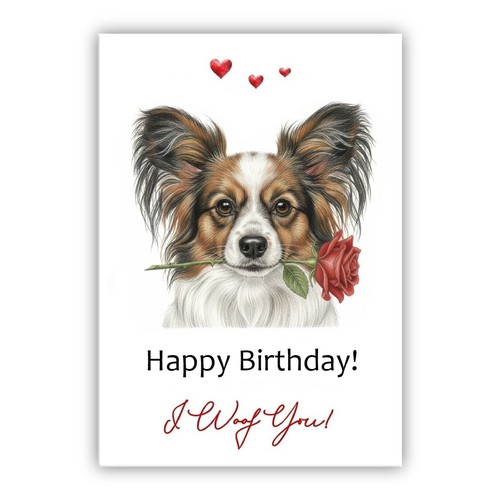 Papillon dog birthday card - papillon,