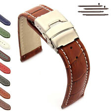 Men's Genuine Leather Watch Strap Band Deployment Clasp 18 20 22 24 26 Croco MM