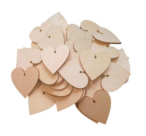 Wooden plywood heart - wooden, 5