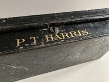 Antique Metal Bank Safety Deposit Deeds Box NO KEY, P. T. HARRIS, 19thC