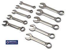 Stubby Combination Spanner / Wrench Set With 12 Point Ring Britool Hallmark