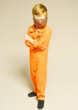 Childrens Hannibal The Cannibal Orange Prisoner Kids Fancy Dress Costume & Mask