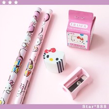 Sanrio HB Pencil Sharpener Eraser Set Hello Kitty Cinnamoroll Pompompurin Melody