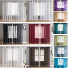 Pair of Voile Net Panels SLOT TOP, EYELET or TAB TOP Curtains + Free Tie Backs