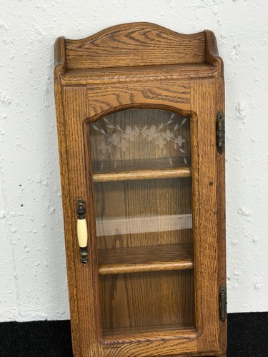 Vintage oak wall mounted curio - oak,