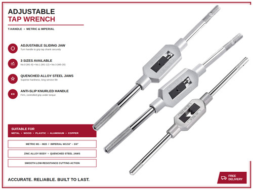 Tap wrench adjustable - tap, t
