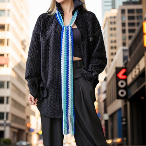 Elegant stripe scarf - stripe, lace