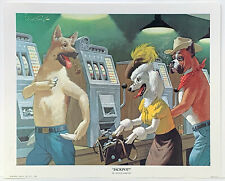 Arthur Kaplan Dogs gambling Jackpot print by Arthur Sarnoff