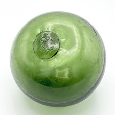 Vintage Dark Green Glass Fishing Float 5 Inch - British Naval Anchor Mark