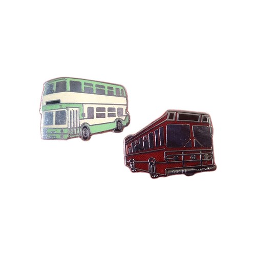 Two vintage enamel buses - vintage,