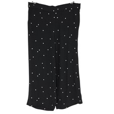 Ann Taylor LOFT Wide Leg Palazzo Pants Black Polka Dot High Rise Petite Women PL