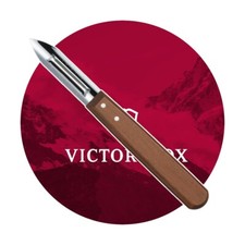 Victorinox Beech Wood Handled Peeler Slicer - Double Sided Stainless Steel Blade
