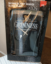Guinness Beer Pint SHAPED Glass Wall Clock Bar Decor FREE SHIP !
