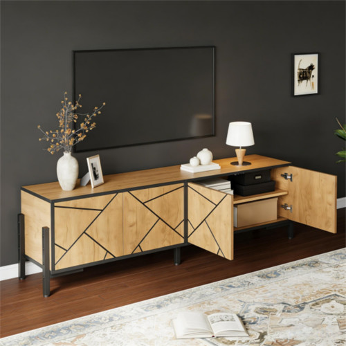 Rustic brown wood - tv, cabinet