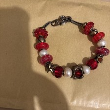 Troll Bead Red And Pearl Beads