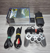 Silver PlayStation 2 PS2 Slim Console 4 Games Official Controller Fast Shipping