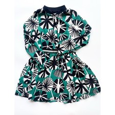 Girl's Catimini Long Sleeve Fit and Flare Green and Black Dress Size 10