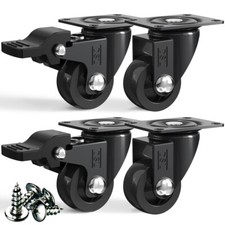 4 DSL Small 25mm Rubber Swivel Castor Wheels Furniture Trolley Caster Brake 60KG