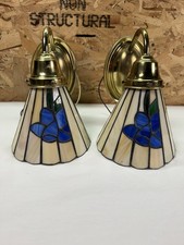 Vintage Tiffany Style Wall Sconce Lamps Flower Leaf Stained Glass Wall Light