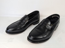 Samuel Windsor Mens Penny Loafers UK 9 Black Leather Shoes Slip On Handmade
