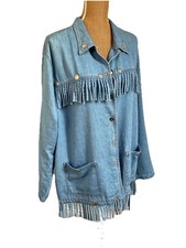 Size 18 /48 Chest Vintage Tassels Denim Jacket line dancing 
