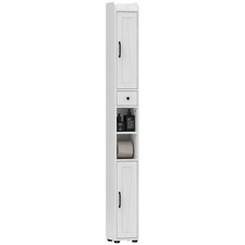 HOMCOM Tall Bathroom Storage Cabinet Slim Bathroom Cabinet with Drawer White