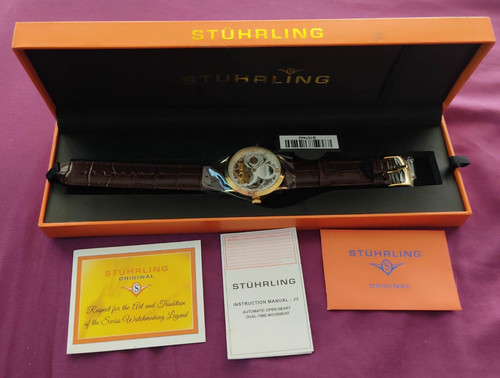 Stuhrling skeleton watch - skeleton,