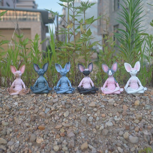 Meditating cat statue buddha - meditating,