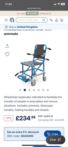 Ambulance transfer chair - , with