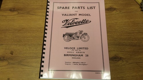 Velocette valiant models - valiant, parts