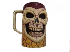 HALLOWEEN SKULL BEER MUG / CUP / PLASTIC GLASS  WITH  Boney HANDLE