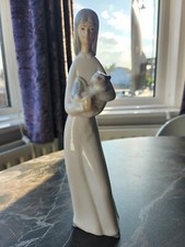 Miquel Requena Figurine of Girl With Cat - Made in Spain = 23 cm