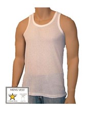 Mens Mesh Vests 100% Cotton White Airtex Singlet Underwear Pk of 1/3/6 All Sizes