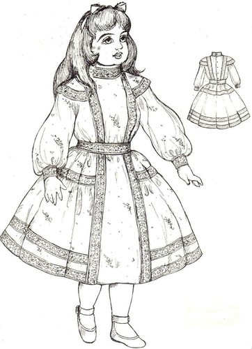 Antique doll dress sewing - doll,