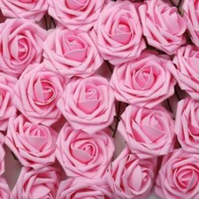 50pcs Artificial Flowers Foam Rose Fake Flower With Stem Wedding Party Bouquet