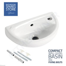 Small Compact Mini Tiny Bathroom Cloakroom Basin Sink Wall Hung 395 RIGHT HAND