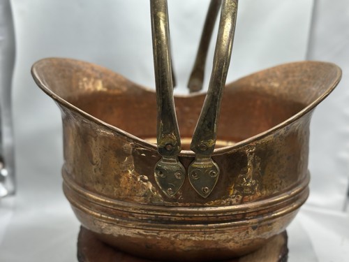 Copper brass helmet coal log - coal,