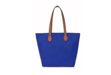LONG&SON Women PU Shopper Handbag plain style with contrast top Handle 288-1 UK