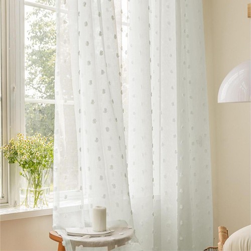 Sheer curtain boho pompom - sheer,