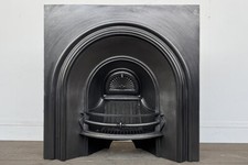 Large antique Victorian cast iron arched fireplace grate / Circa 1860 / fire